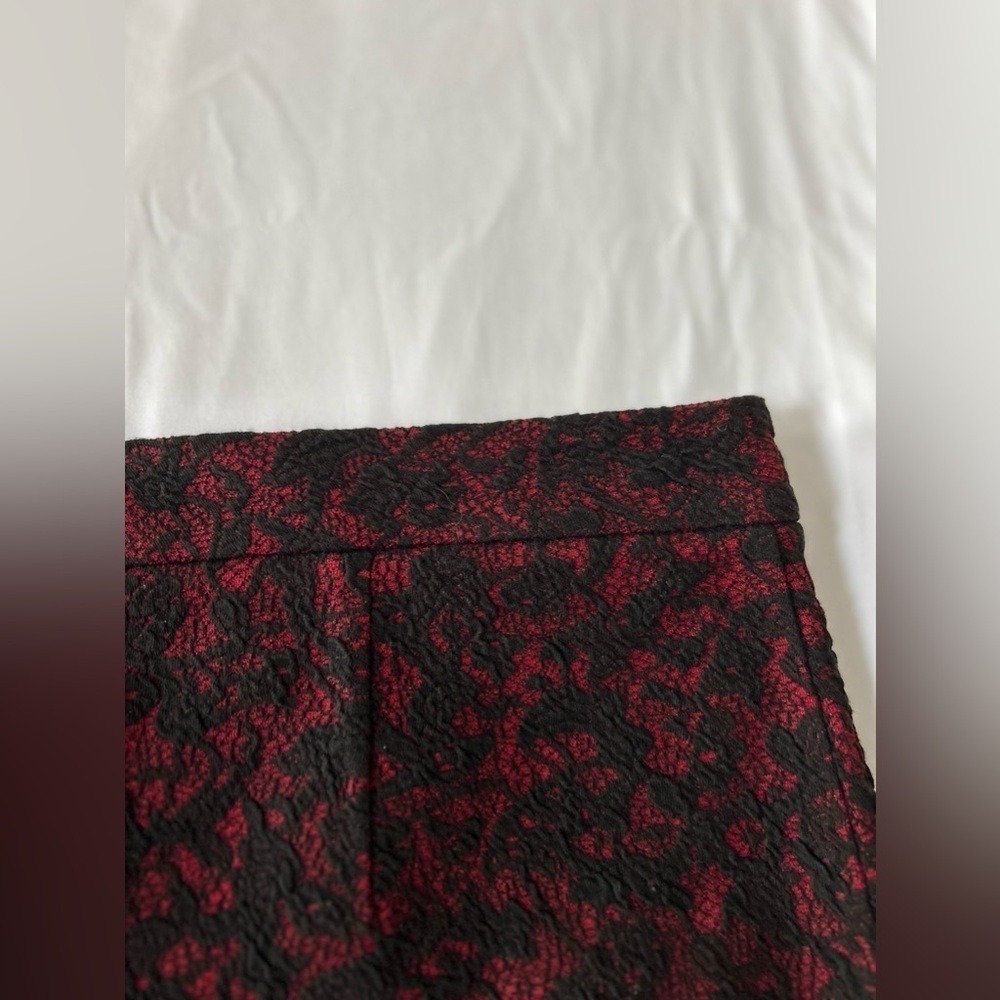 Michael Kors Red Black Lace Print Pencil‎ Skirt L Whimsygoth Coquette Gothic - Picture 11 of 12